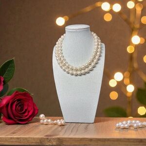 Richelieu Faux Double Strand Pearl Necklace